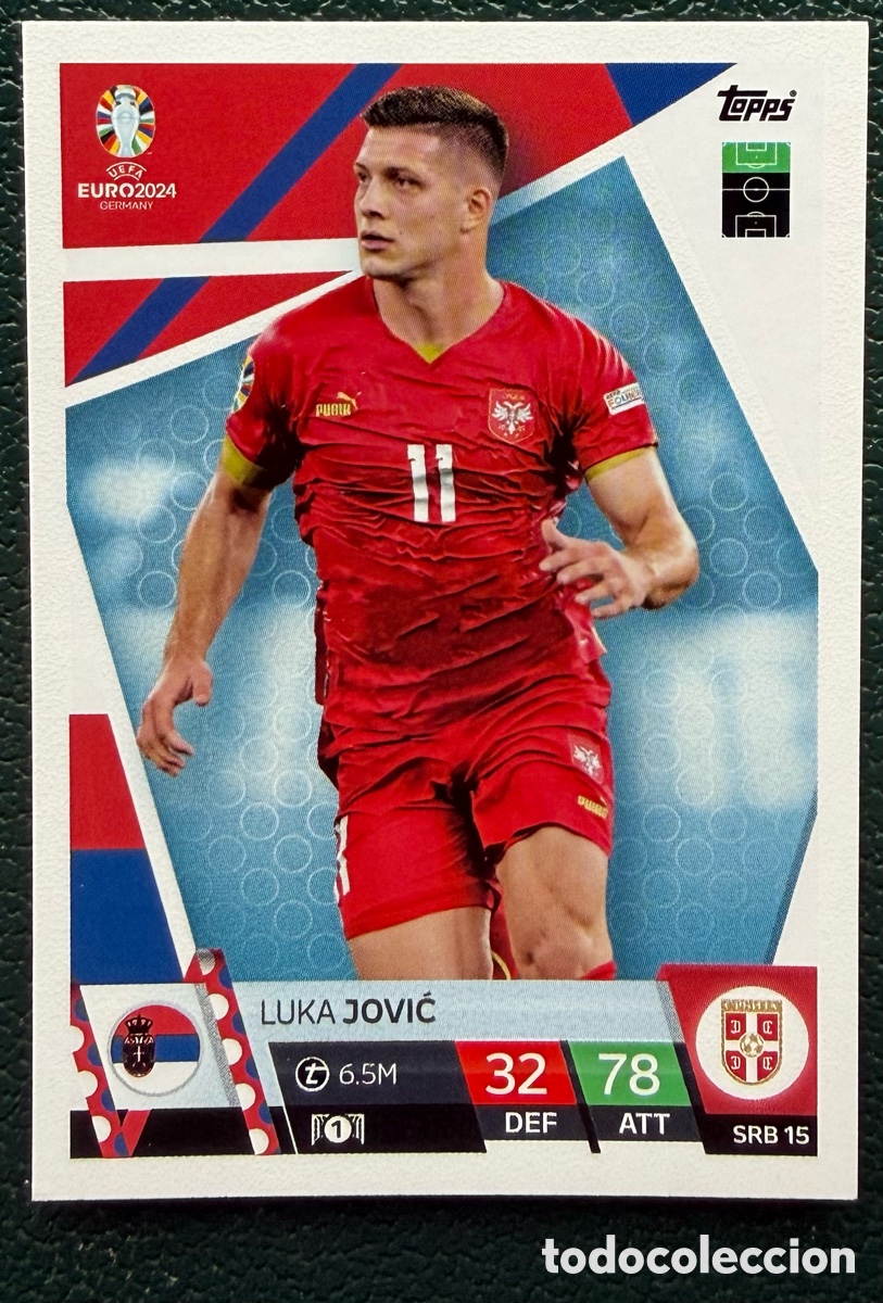 Cromos de Futebol: SRB 15 LUKA JOVIC SERBIA FICHAS ALBUM TOPPS UEFA EURO 2024 MATCH ATTAX