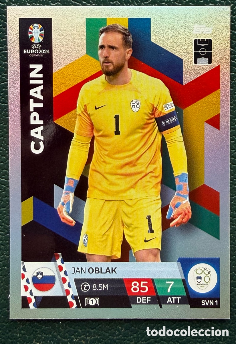 Cromos de Futebol: SVN 1 JAN OBLAK ESLOVENIA CAPTAIN FICHAS ALBUM TOPPS UEFA EURO 2024 MATCH ATTAX