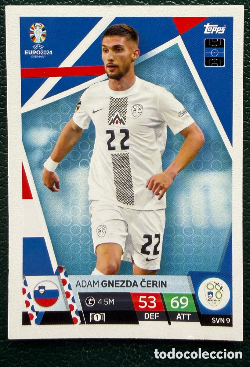 Football Stickers: SVN 9 ADAM GNEZDA CERIN ESLOVENIA FICHAS ALBUM TOPPS UEFA EURO 2024 MATCH ATTAX