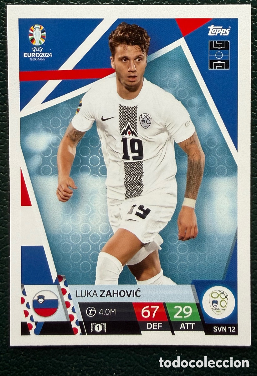 Football Stickers: SVN 12 LUKA ZAHOVIC ESLOVENIA FICHAS ALBUM TOPPS UEFA EURO 2024 MATCH ATTAX