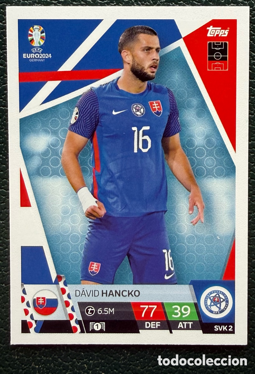 Football Stickers: SVK 2 DAVID HANCKO ESLOVAQUIA FICHAS ALBUM TOPPS UEFA EURO 2024 MATCH ATTAX