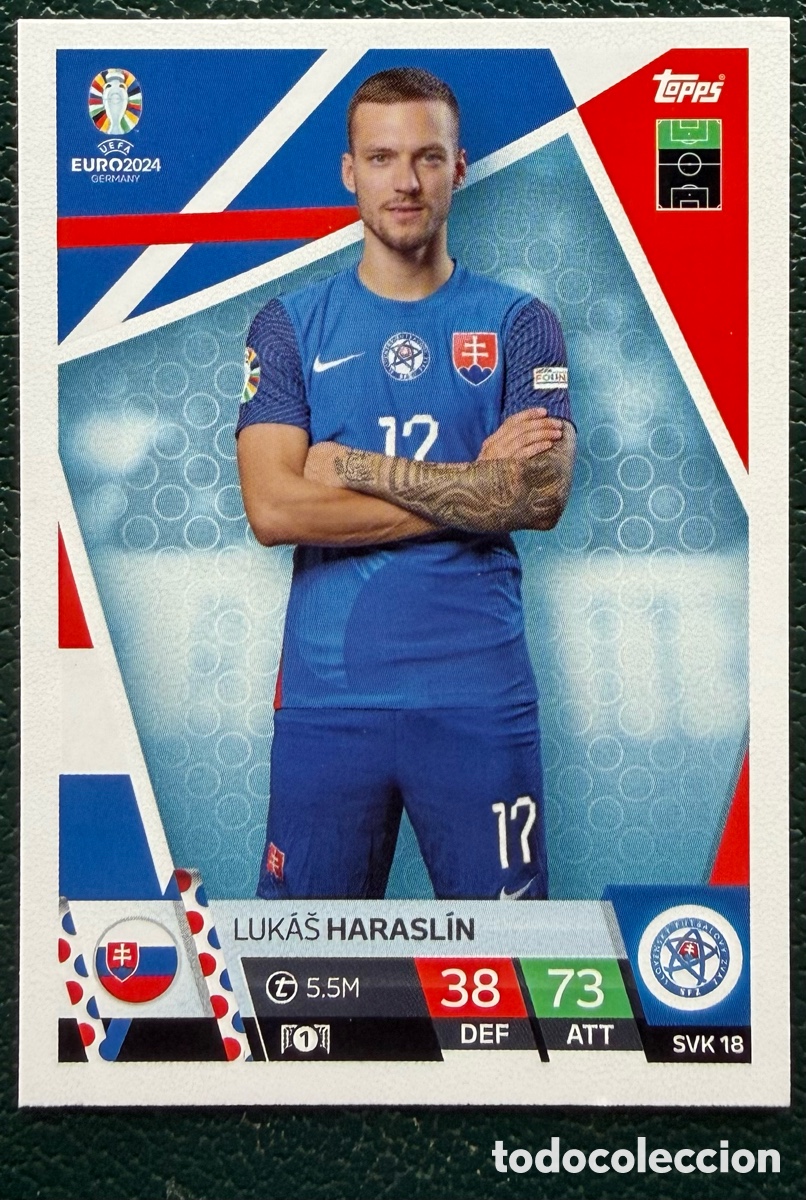 Football Stickers: SVK 18 LUKAS HARASLIN ESLOVAQUIA FICHAS ALBUM TOPPS UEFA EURO 2024 MATCH ATTAX