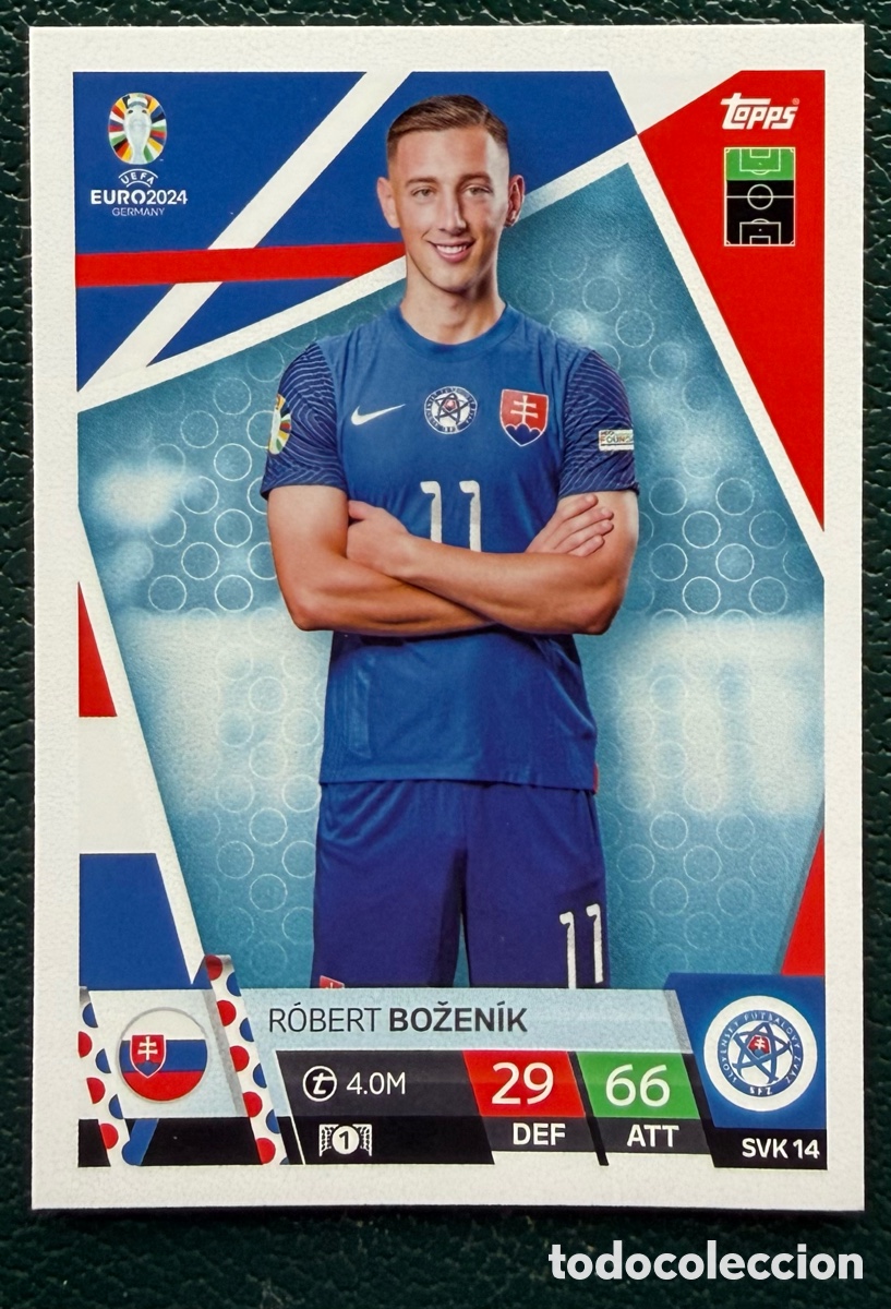 Cromos de Futebol: SVK 14 ROBERT BOZENIK ESLOVAQUIA FICHAS ALBUM TOPPS UEFA EURO 2024 MATCH ATTAX