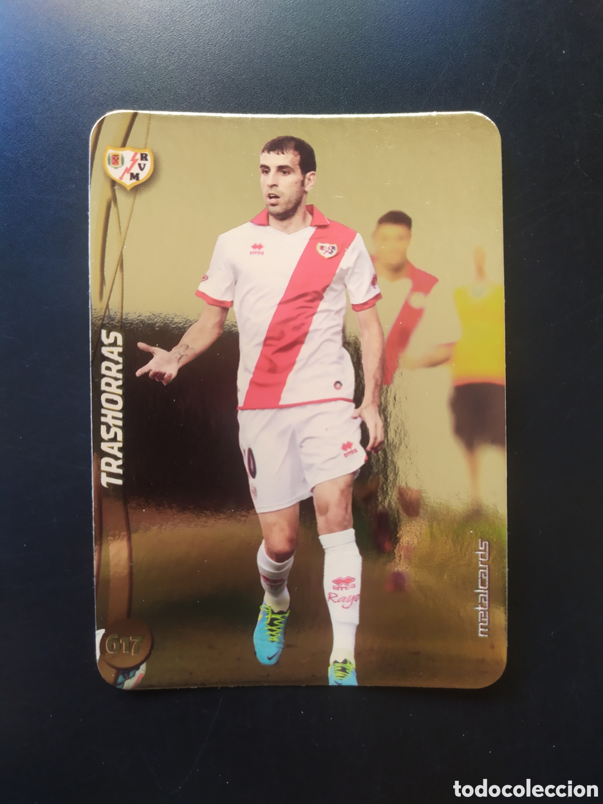 Figurine di Calcio: Mundicromo fichas Liga 2014 2015 14 15 Trashorras top brillo liso dorado n&deg; 617 Rayo Vallecano
