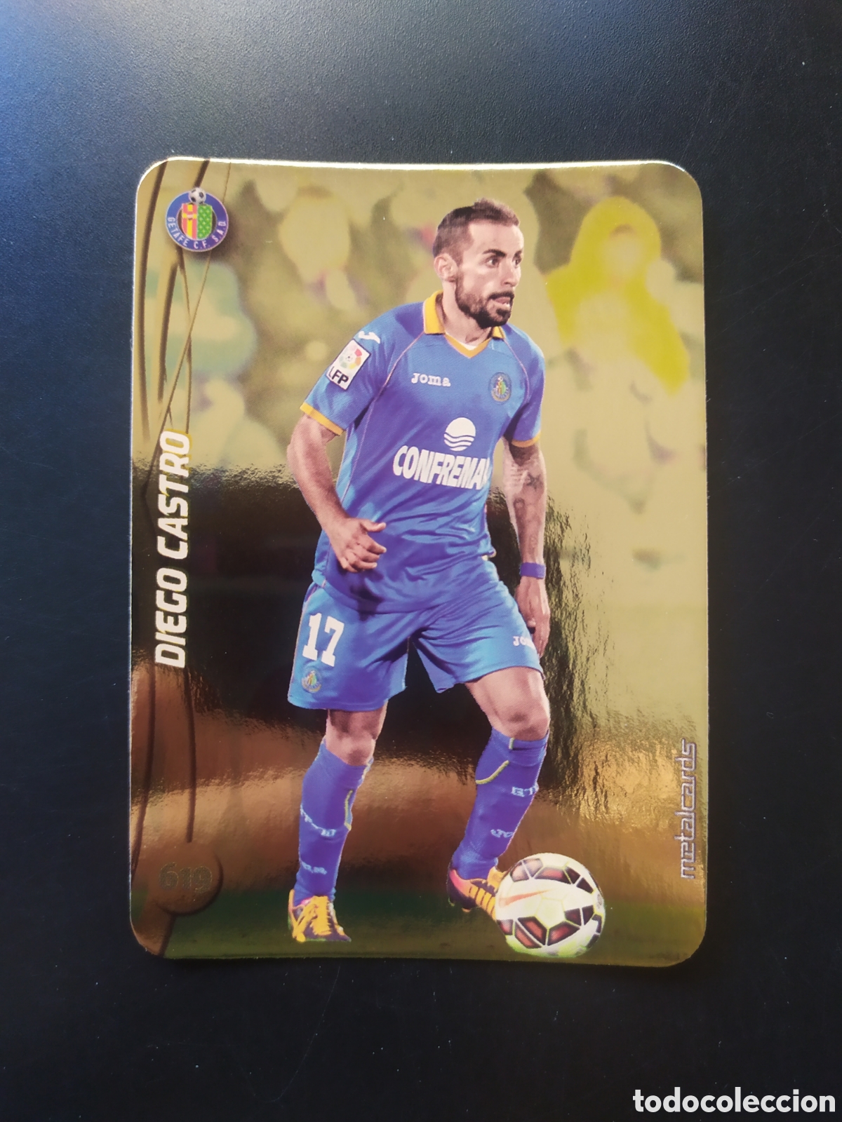 Cromos de F&uacute;tbol: Mundicromo fichas Liga 2014 2015 14 15 Diego Castro top brillo liso dorado n&deg; 619 Getafe