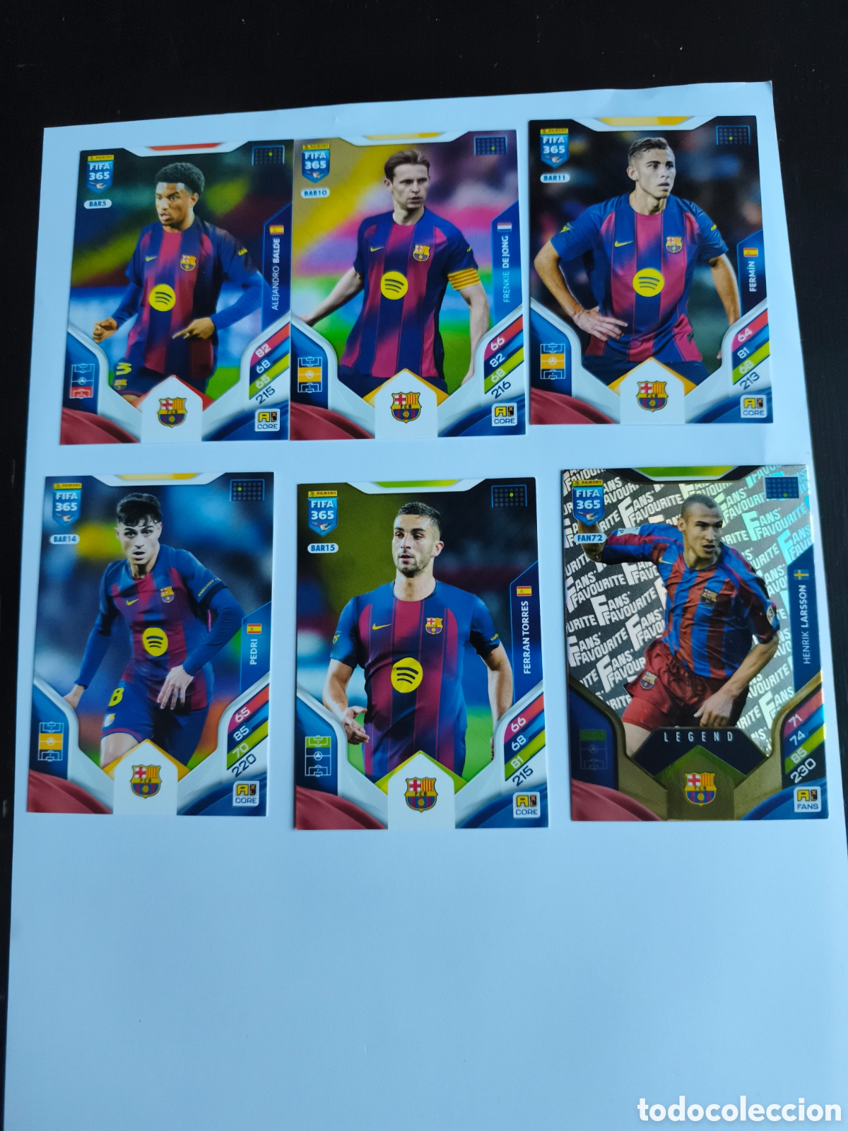 Cromos de F&uacute;tbol: FIFA365. BAR5,BAR10,BAR11,BAR14,BAR15,FAN72. BALDE DDE JONG FERMIN PEDRI FERRAN TORRES LARSSON