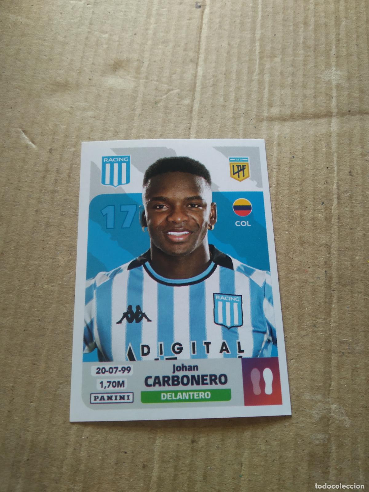 Cromos de F&uacute;tbol: RAC 16 JOHAN CARBONERO RACING CROMO FUTBOL ARGENTINO PANINI LIGA ARGENTINA 2024