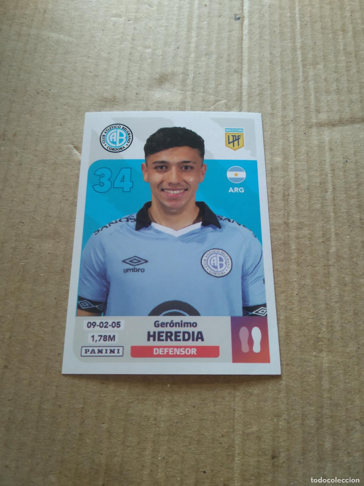 Cromos de F&uacute;tbol: BEL 3 GERONIMO HEREDIA BELGRANO CROMO FUTBOL ARGENTINO PANINI LIGA ARGENTINA 2024