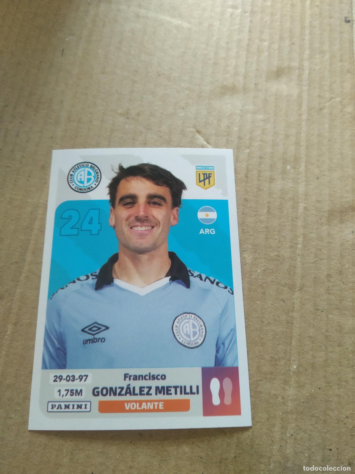 Cromos de F&uacute;tbol: BEL 11 FRANCISCO GONZALEZ METILLI BELGRANO CROMO FUTBOL ARGENTINO PANINI LIGA ARGENTINA 2024