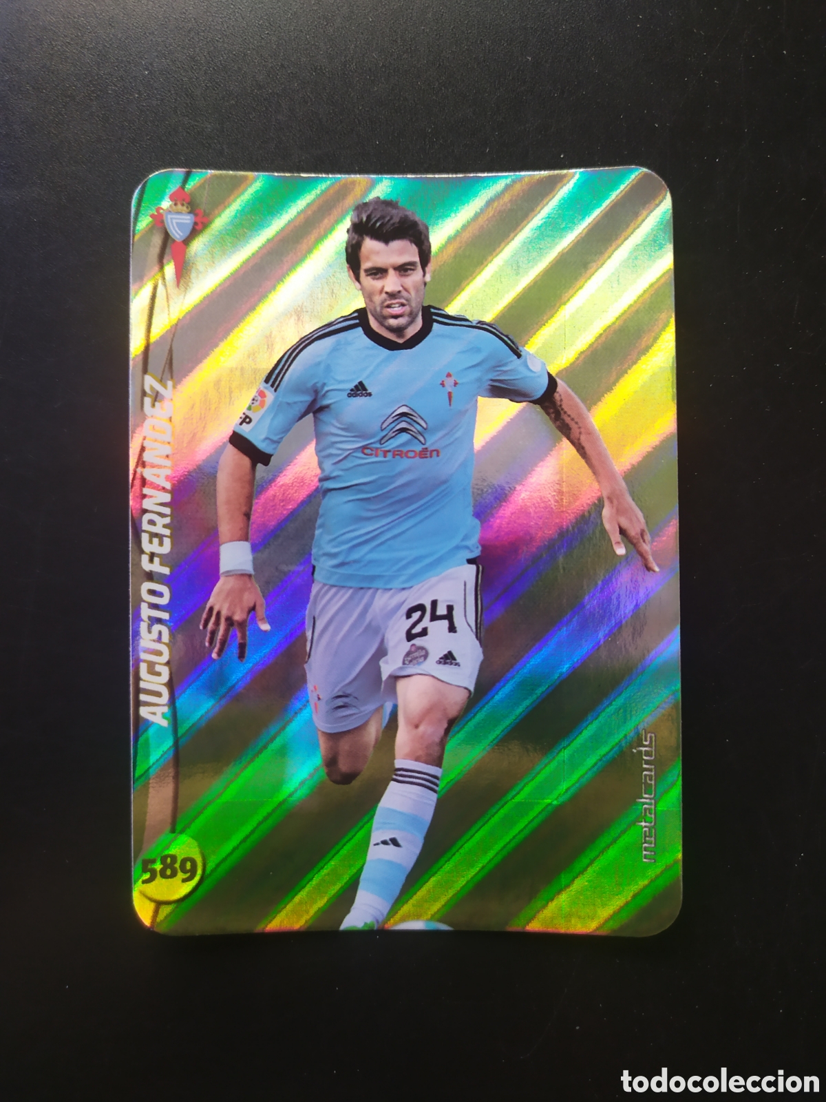 Figurine di Calcio: Mundicromo fichas Liga 2014 2015 14 15 Augusto Fern&aacute;ndez top brillo rayas n&deg; 589 Celta Vigo