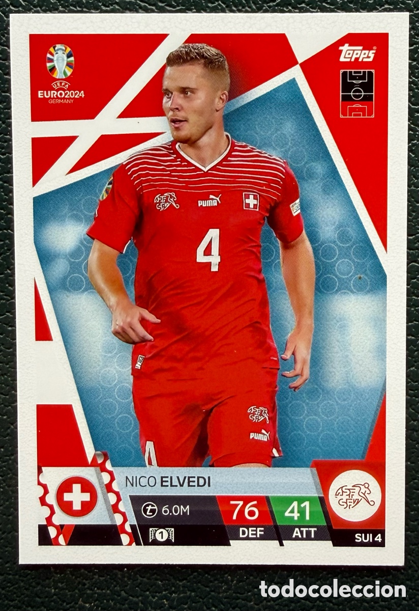 Figurine di Calcio: SUI 4 NICO ELVEDI SUIZA FICHAS ALBUM TOPPS UEFA EURO 2024 MATCH ATTAX