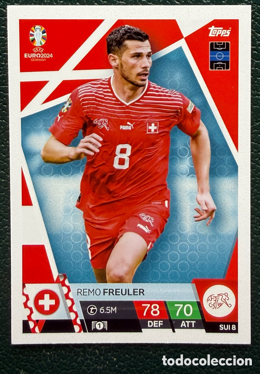 Figurine di Calcio: SUI 8 REMO FREULER SUIZA FICHAS ALBUM TOPPS UEFA EURO 2024 MATCH ATTAX