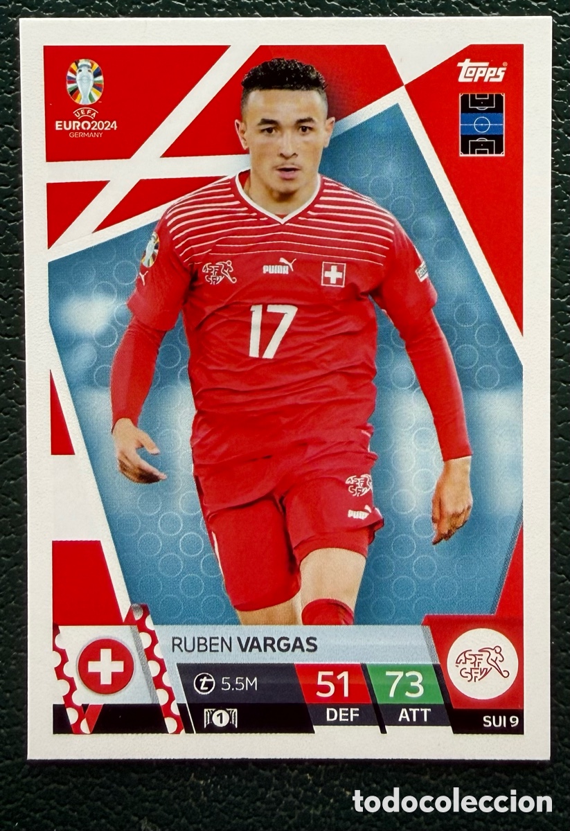 Figurine di Calcio: SUI 9 RUBEN VARGAS SUIZA FICHAS ALBUM TOPPS UEFA EURO 2024 MATCH ATTAX