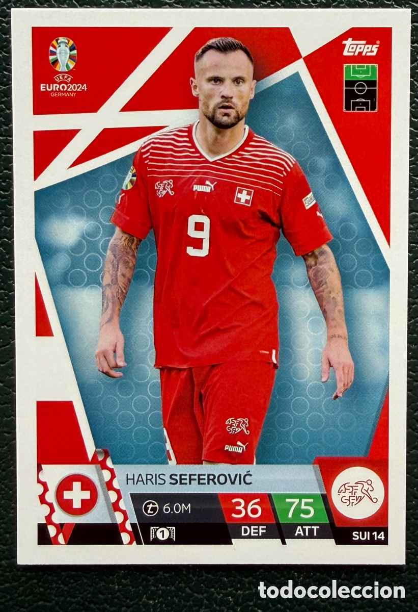 Fu&szlig;ball-Sticker: SUI 14 HARIS SEFEROVIC SUIZA FICHAS ALBUM TOPPS UEFA EURO 2024 MATCH ATTAX
