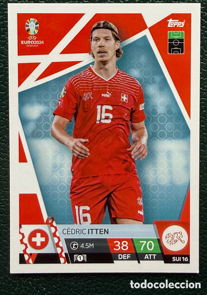 Fu&szlig;ball-Sticker: SUI 16 CEDRIC ITTEN SUIZA FICHAS ALBUM TOPPS UEFA EURO 2024 MATCH ATTAX