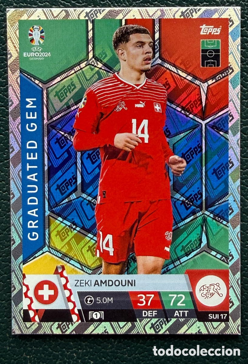 Cromos de Futebol: SUI 17 ZEKI AMDOUNI SUIZA GRADUATED GEM FICHAS ALBUM TOPPS UEFA EURO 2024 MATCH ATTAX