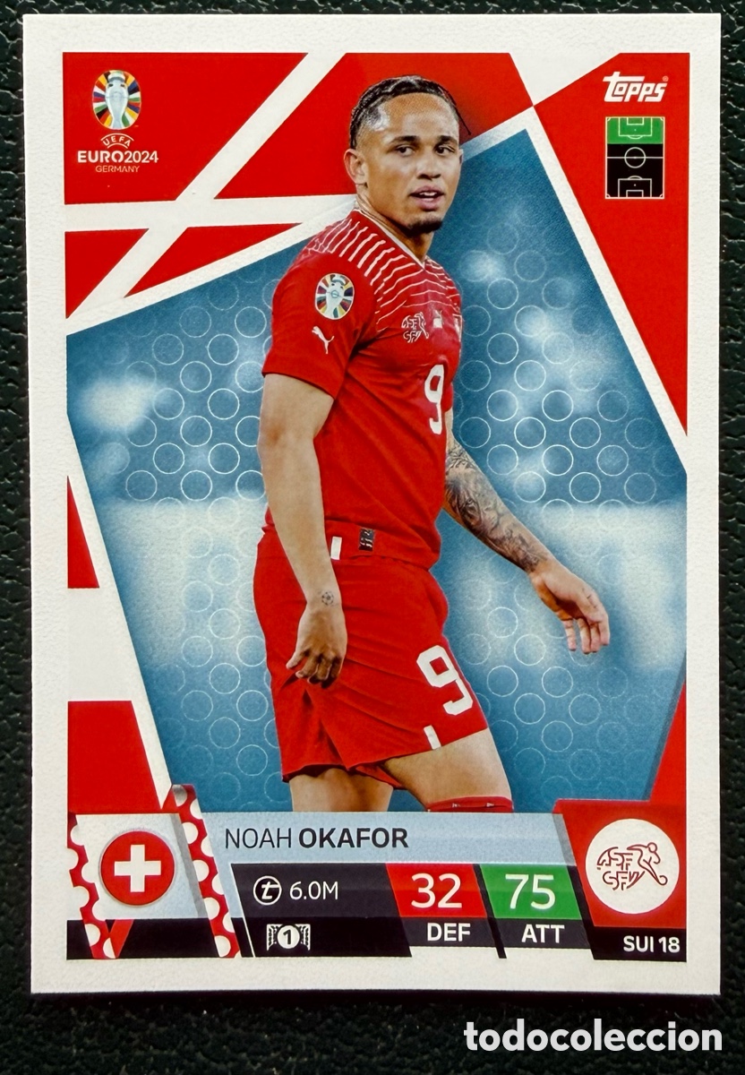 Fu&szlig;ball-Sticker: SUI 18 NOAH OKAFOR SUIZA FICHAS ALBUM TOPPS UEFA EURO 2024 MATCH ATTAX