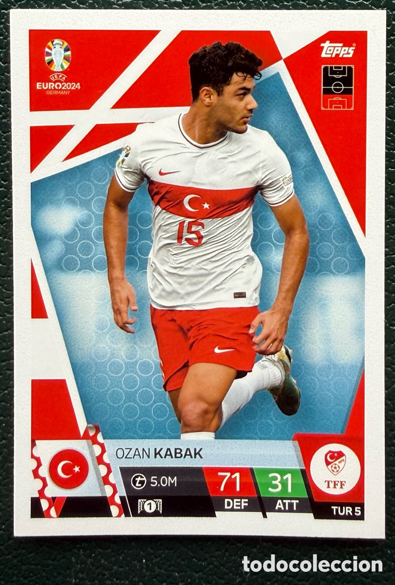 Fu&szlig;ball-Sticker: TUR 5 OZAN KABAK TURQUIA FICHAS ALBUM TOPPS UEFA EURO 2024 MATCH ATTAX
