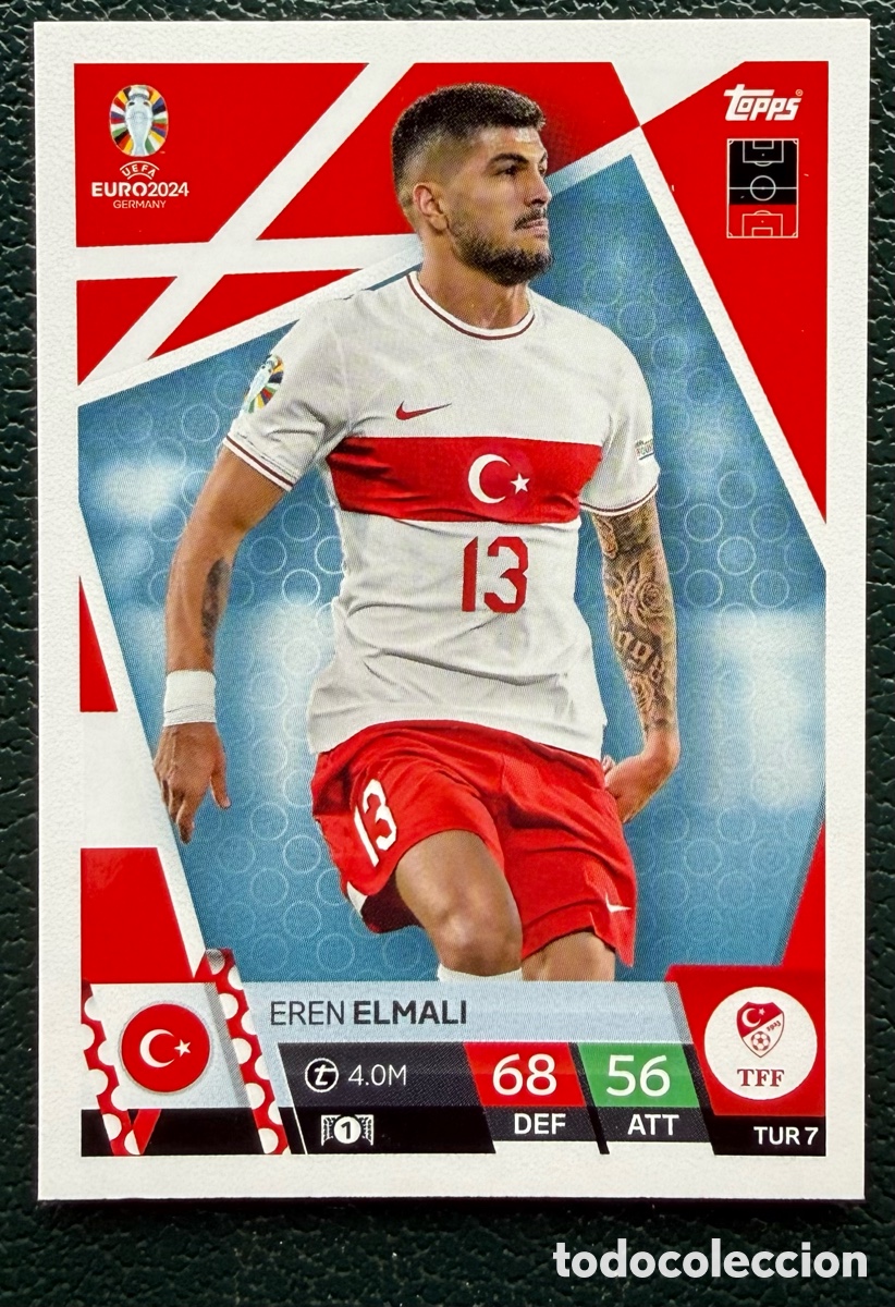 Fu&szlig;ball-Sticker: TUR 7 EREN ELMALI TURQUIA FICHAS ALBUM TOPPS UEFA EURO 2024 MATCH ATTAX