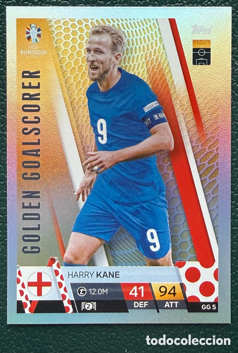 Cromos de F&uacute;tbol: GG 5 HARRY KANE INGLATERRA GOLDEN GOALSCORER FICHAS ALBUM TOPPS UEFA EURO 2024 MATCH ATTAX
