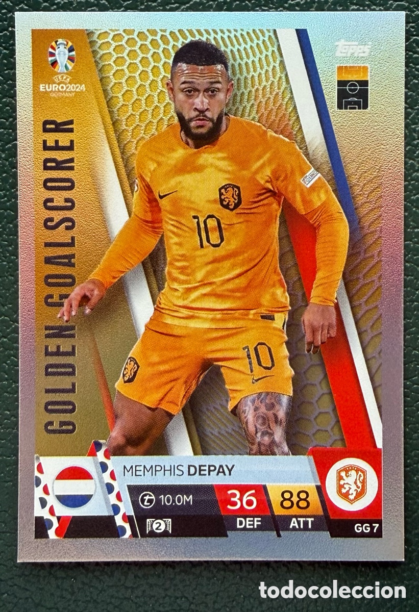 Cromos de F&uacute;tbol: GG 7 MEMPHIS DEPAY HOLANDA PAISES BAJOS GOLDEN GOALSCORER FICHAS TOPPS UEFA EURO 2024 MATCH ATTAX