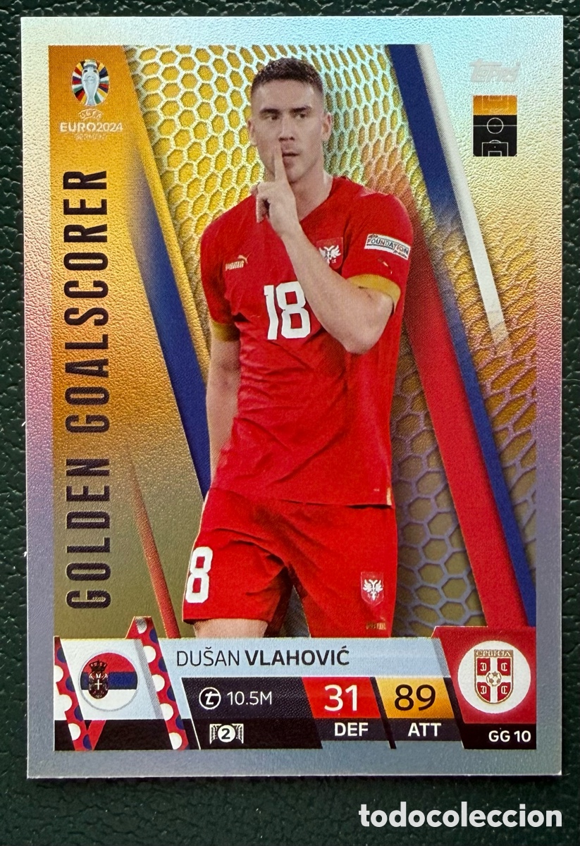 Cromos de F&uacute;tbol: GG 10 DUSAN VLAHOVIC SERBIA GOLDEN GOALSCORER FICHAS ALBUM TOPPS UEFA EURO 2024 MATCH ATTAX
