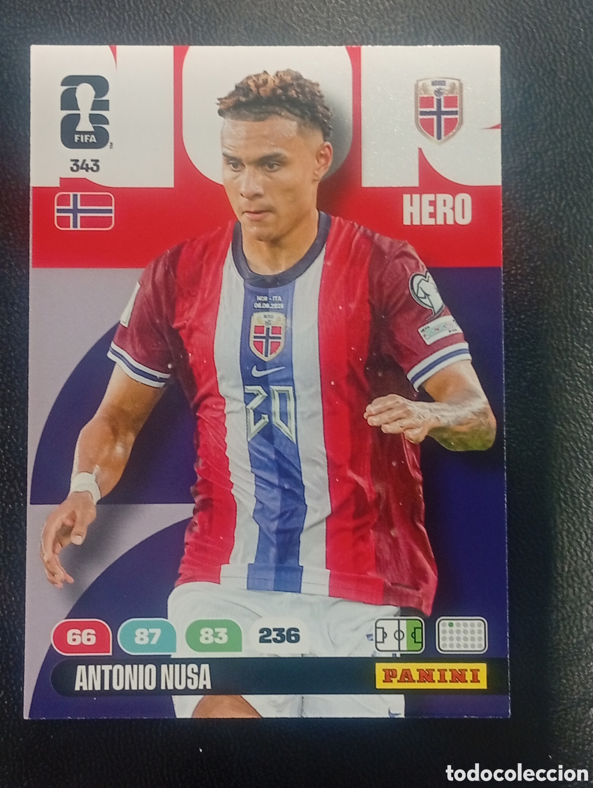 Cromos de F&uacute;tbol: 343 ANTONIO NUSA NORUEGA NORWEY PANINI ADRENALYN MUNDIAL WORLD CUP 2026 CROMOS CARDS TOPPS USA MEX