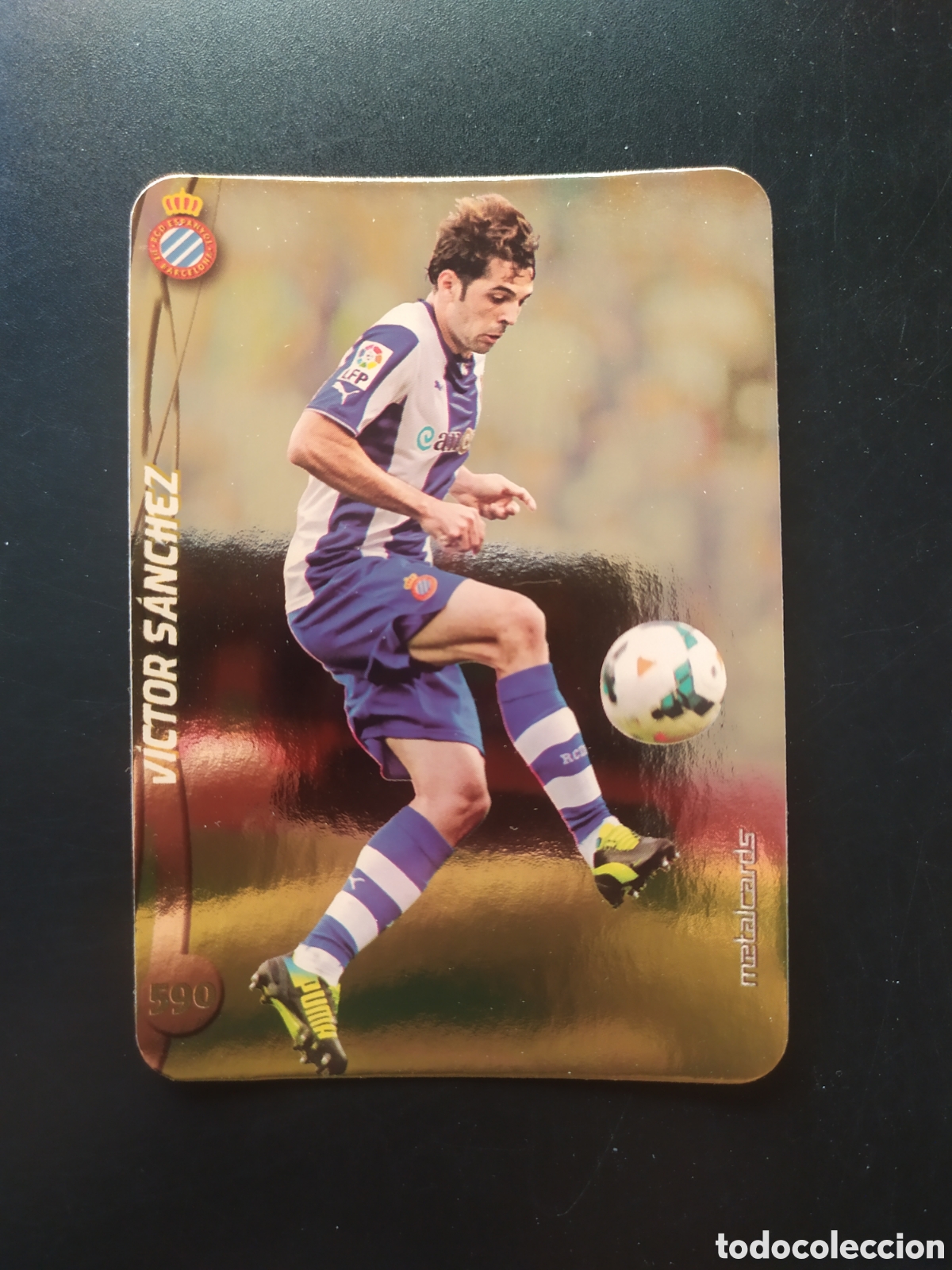 Cromos de F&uacute;tbol: Mundicromo fichas Liga 2014 2015 14 15 Victor S&aacute;nchez top brillo liso dorado n&deg; 590 Espanyol