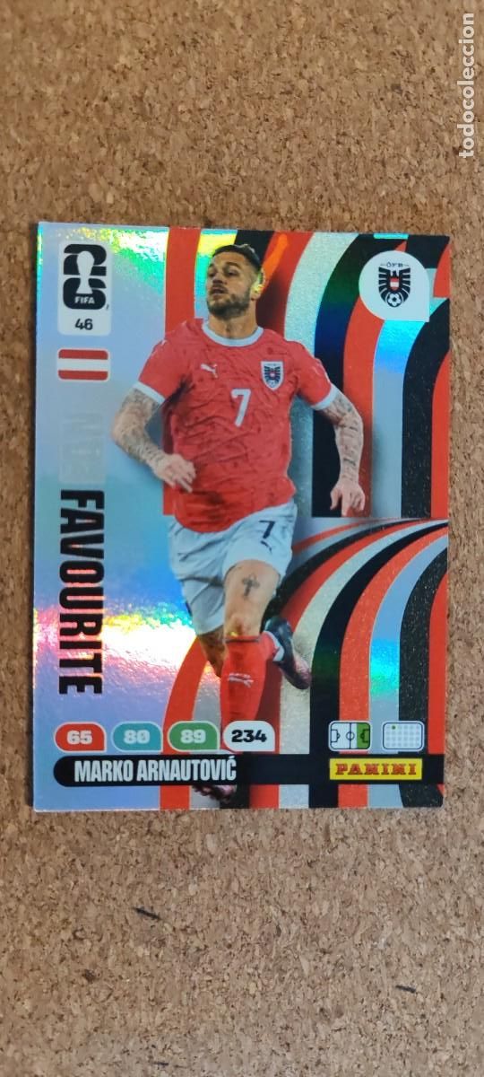 Cromos de F&uacute;tbol: ADRENALYN XL FIFA WORLD CUP 2026 CARD FAN FAVOURITE ARNAUTOVIC AUSTRIA # 46 PANINI