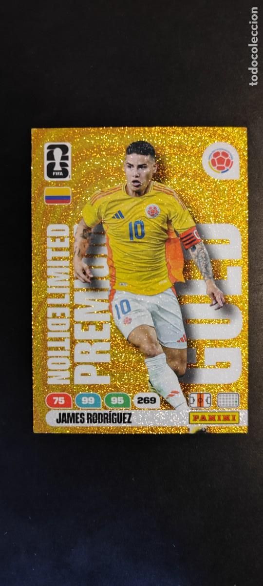 Cromos de F&uacute;tbol: ADRENALYN XL FIFA WORLD CUP 2026 CARD LIMITED EDITION PREMIUM GOLD JAMES RODRIGUEZ COLOMBIA # PANINI