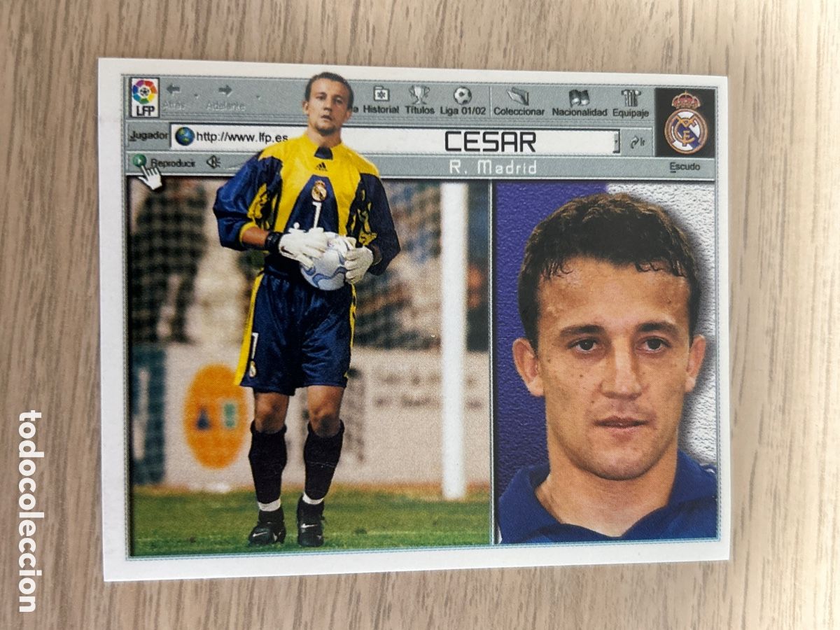 Football Stickers: CESAR REAL MADRID LIGA ESTE 2001 2002 01 02 SIN PEGAR NUNCA PEGADO