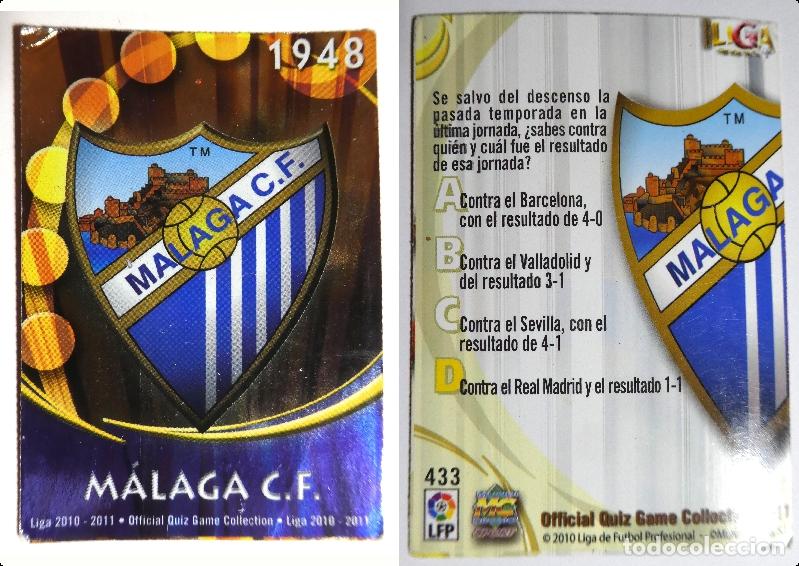 Cromos de F&uacute;tbol: MUNDICROMO QUIZ GAME 2011 N&ordm; 433 ESCUDO DEL MALAGA