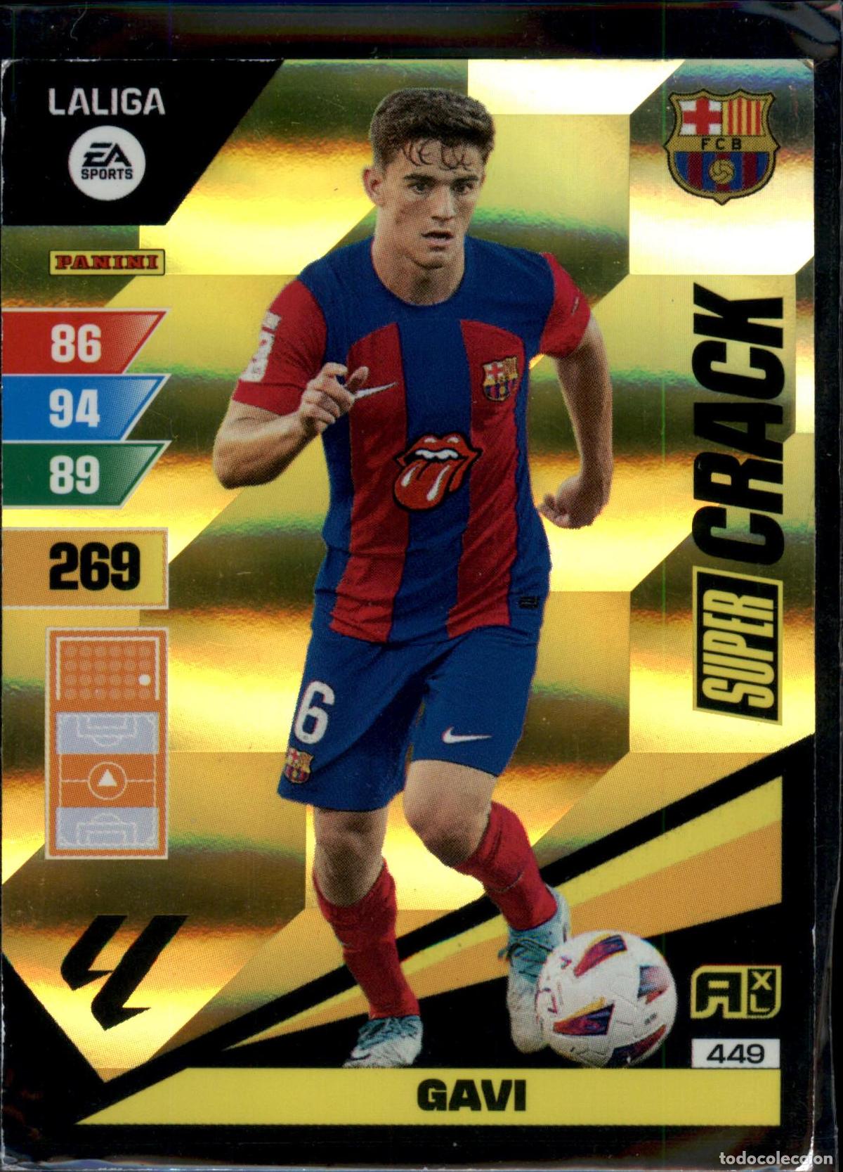 Figurine di Calcio: Gavi Super Crack N&ordm; 449 Bar&ccedil;a (Barcelona) LaLiga Santander Adrenalyn XL 2023 2024 Panini 23 24
