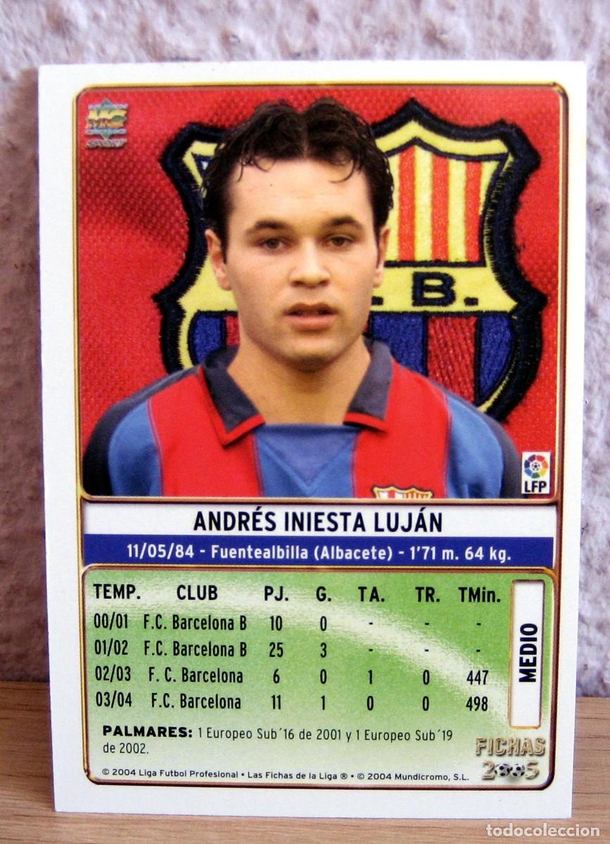 Figurine di Calcio: ANDR&Eacute;S INIESTA 43 BARCELONA C.F. MUNDICROMO 2004, FICHA 2005 EN BUEN ESTADO
