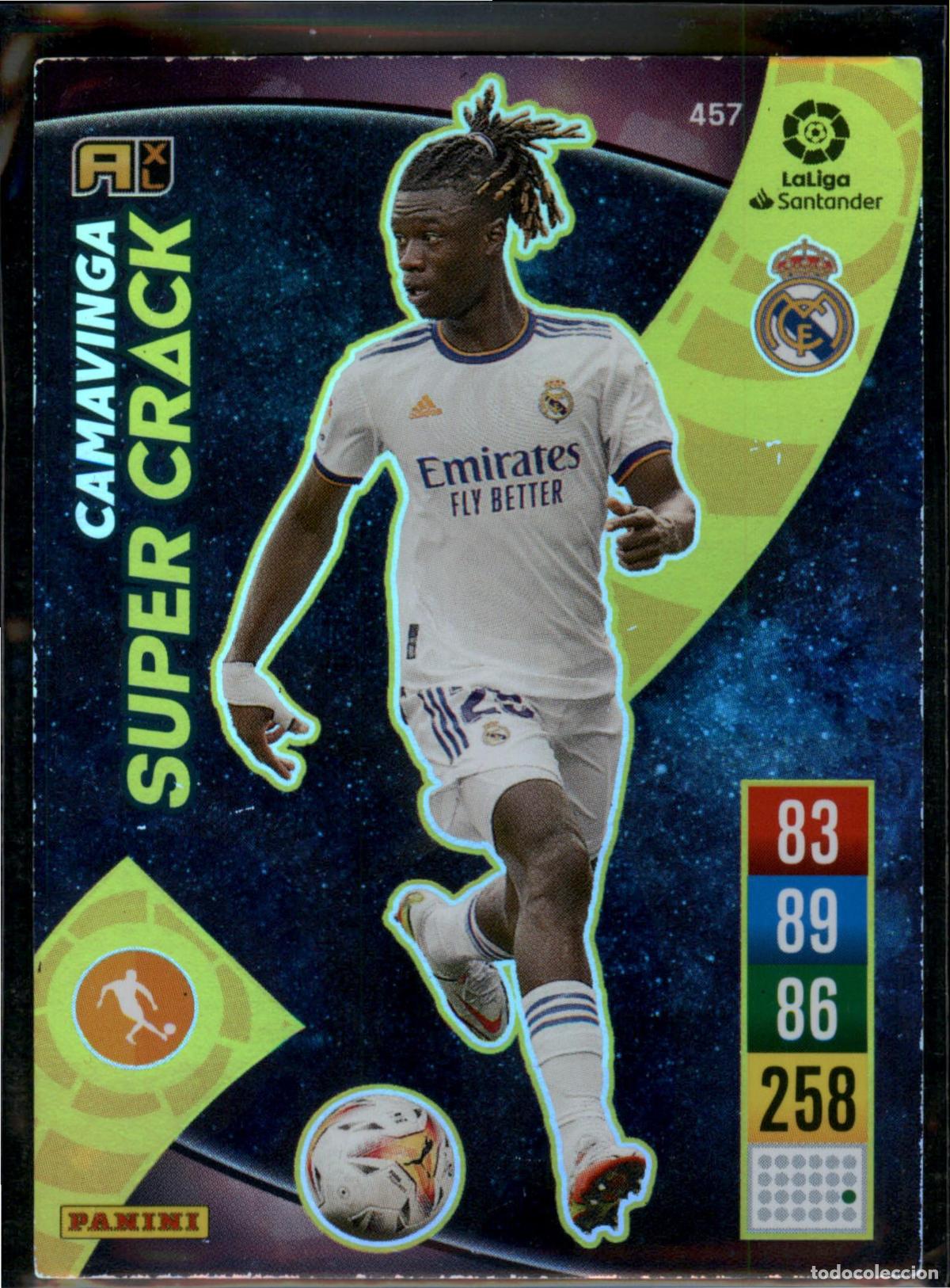 Cromos de F&uacute;tbol: Camavinga Super Crack N&ordm; 457 Real Madrid Santander Adrenalyn XL 2021 2022 Panini 21 22
