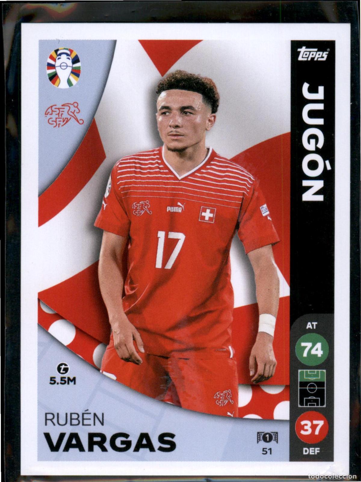 Cromos de F&uacute;tbol: Rub&eacute;n Vargas N&ordm; 51 Suiza Euro 2024 LIDL Topps Match Attax Eurocopa 24