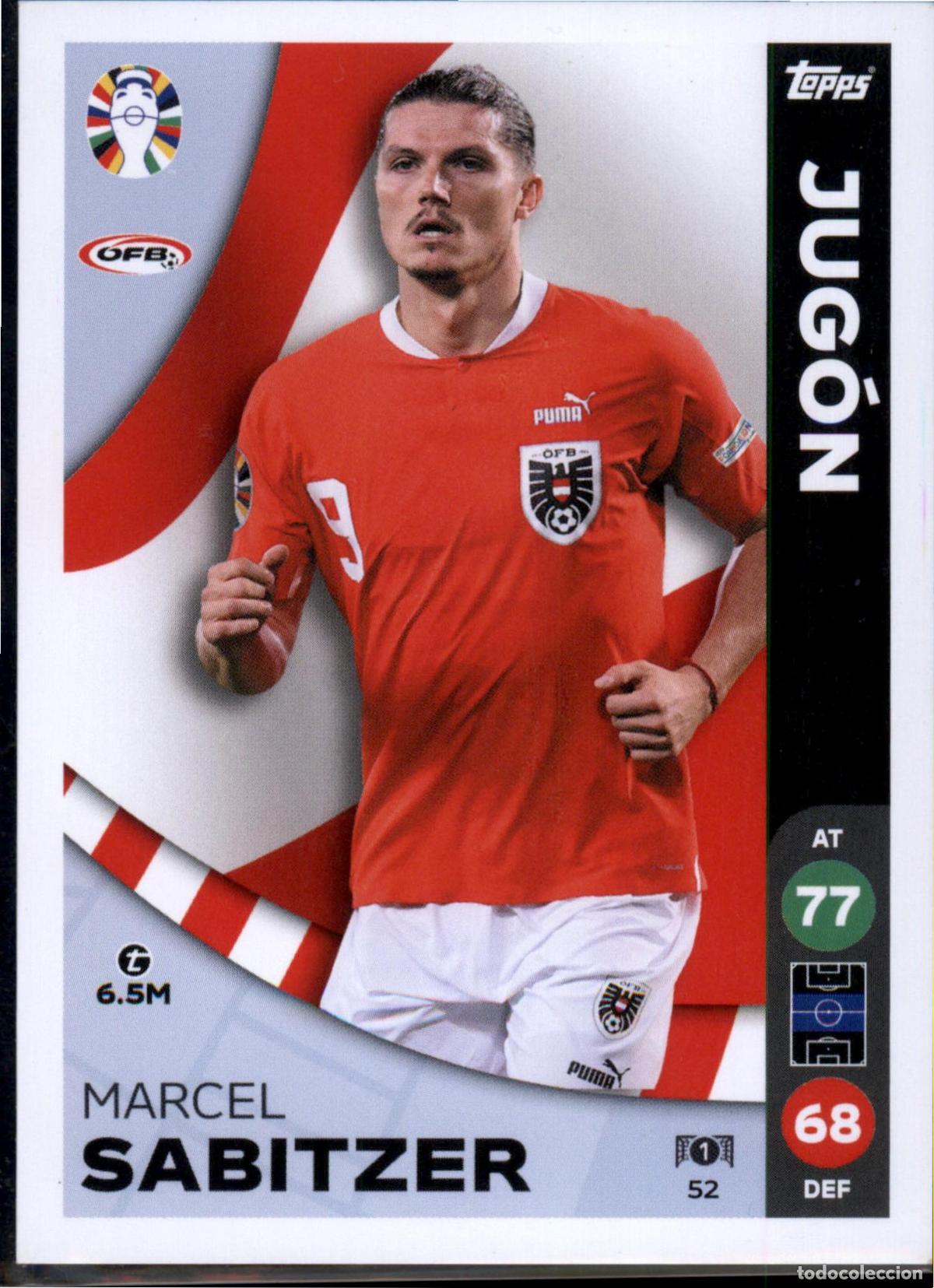 Cromos de F&uacute;tbol: Marcel Sabitzer Jug&oacute;n N&ordm; 52 Austria Euro 2024 LIDL Topps Match Attax Eurocopa 24
