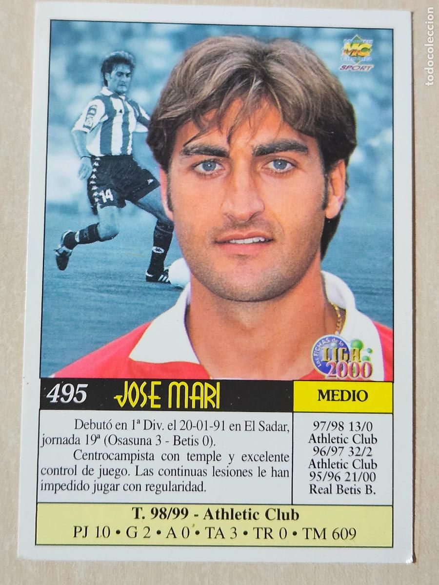Cromos de Futebol: N&ordm; 495 JOSE MARI - MUNDICROMO 99 00 - FICHAS DE LA LIGA 2000 - ATHLETIC DE BILBAO