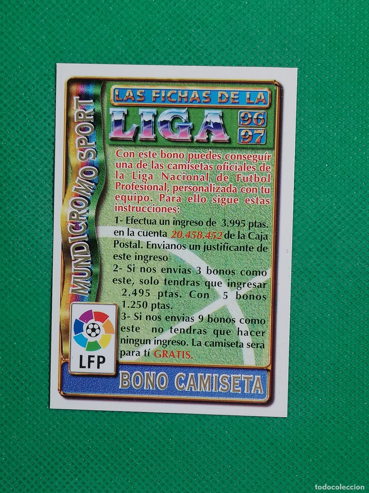 Cromos de F&uacute;tbol: BONO CAMISETA ⚽ FICHAS LIGA MUNDICROMO 96 97 1996 1997 ⚽