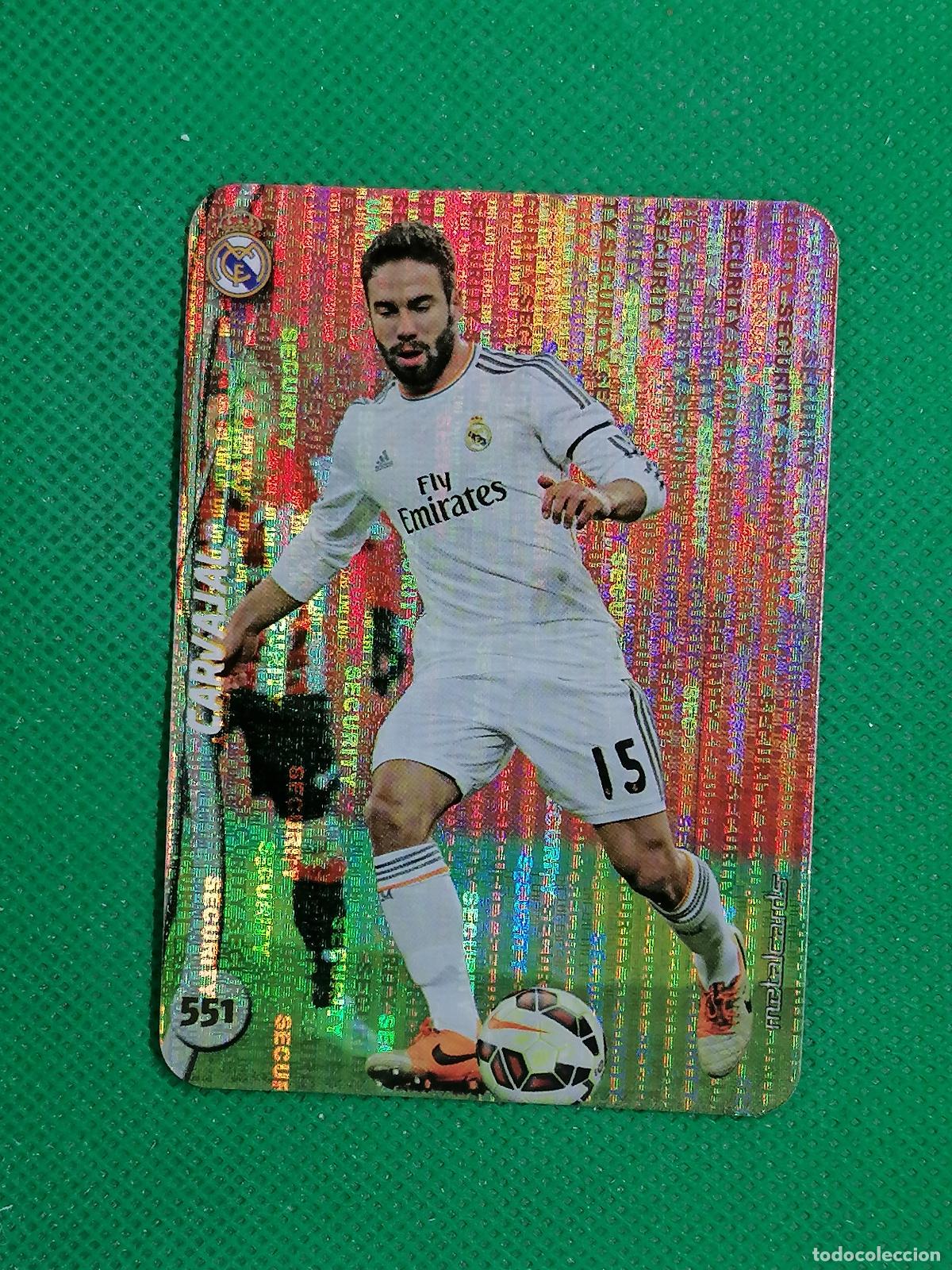 Football Stickers: 551 CARVAJAL REAL MADRID SECURITY METALCARDS ⚽ MUNDICROMO FICHAS DE LA LIGA 14 15 2024 2015 ⚽