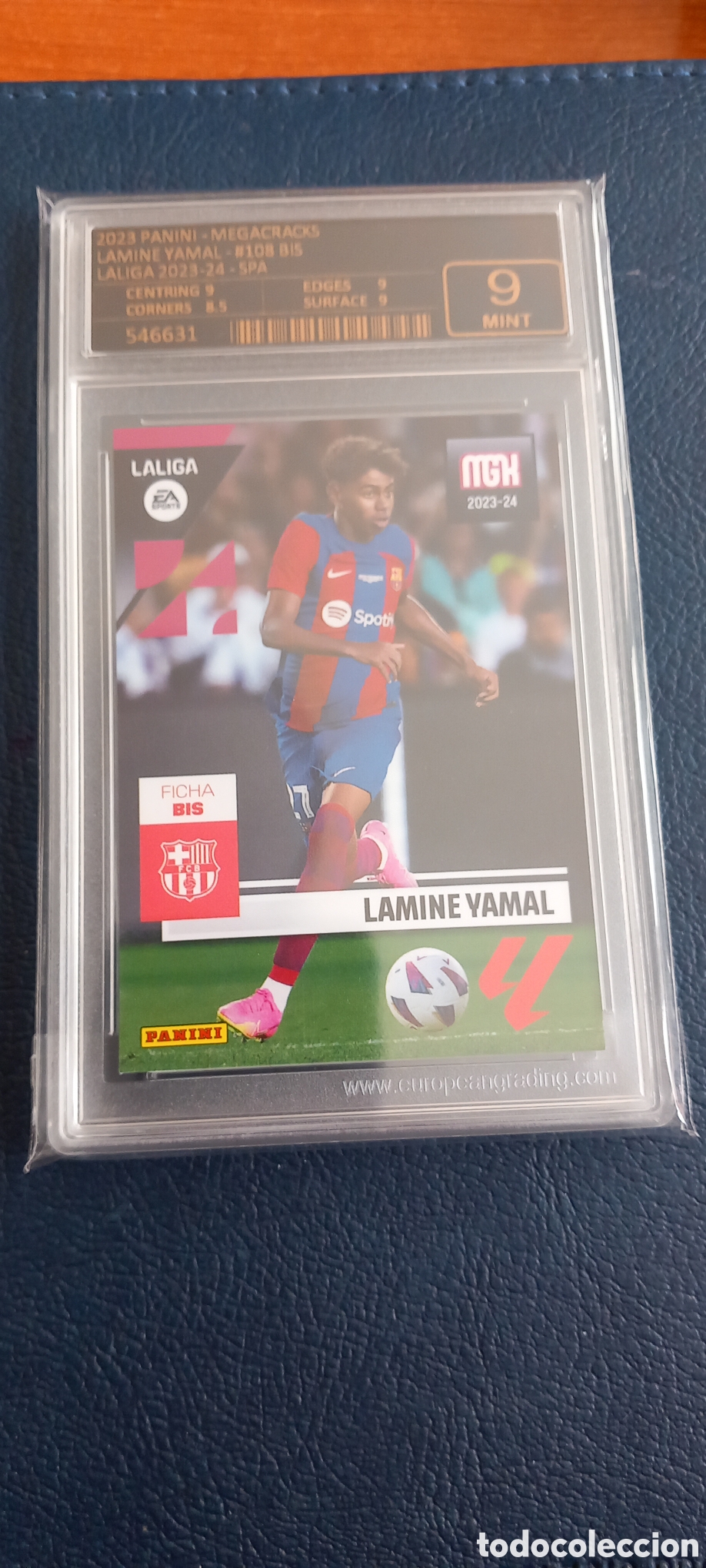 Cromos de F&uacute;tbol: Lamine Yamal ROOKIE MEGACRACKS #108 BIS GRADEADA 9 MINT