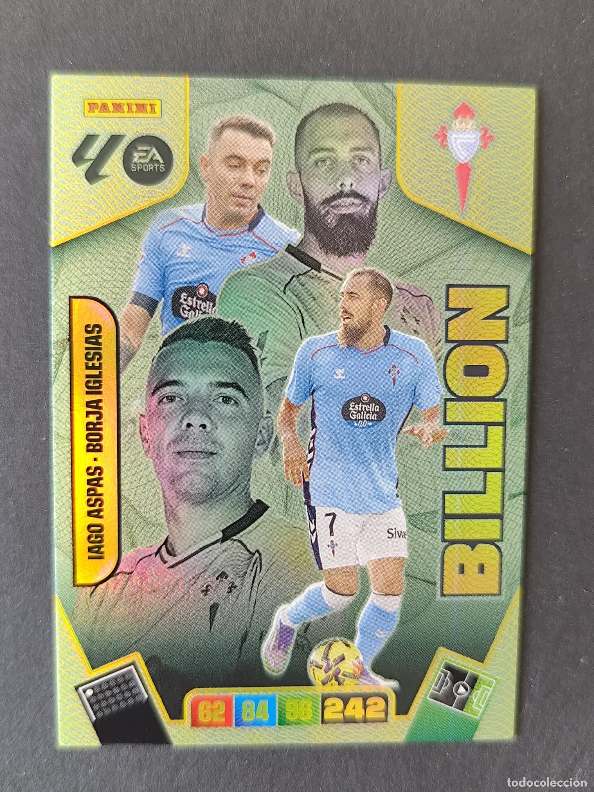 Cromos de F&uacute;tbol: IAGO ASPAS BORJA IGLESIAS SOBRE MOMENTUM ORO BILLION CELTA VIGO ADRENALYN 2025 2026 25 26