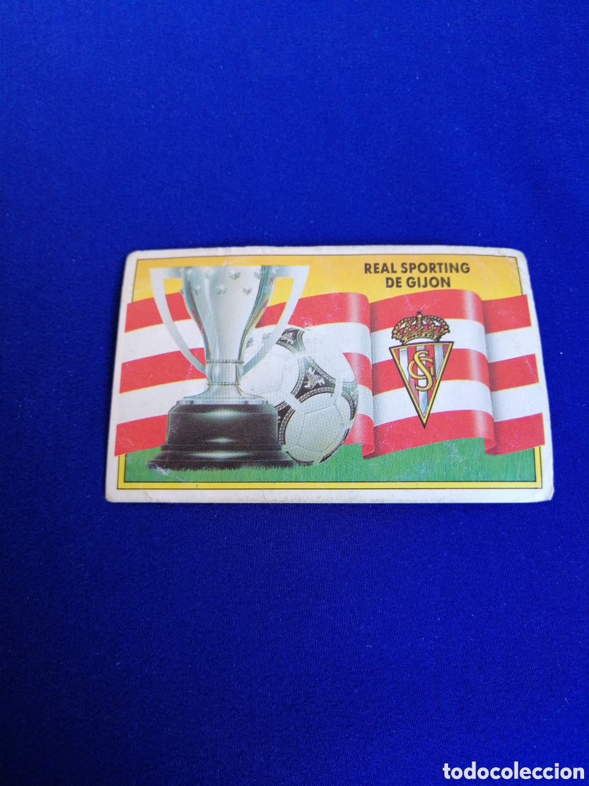 Cromos de F&uacute;tbol: LIGA 90-91 REAL SPORTING DE GIJON - ESCUDO Y BANDERA