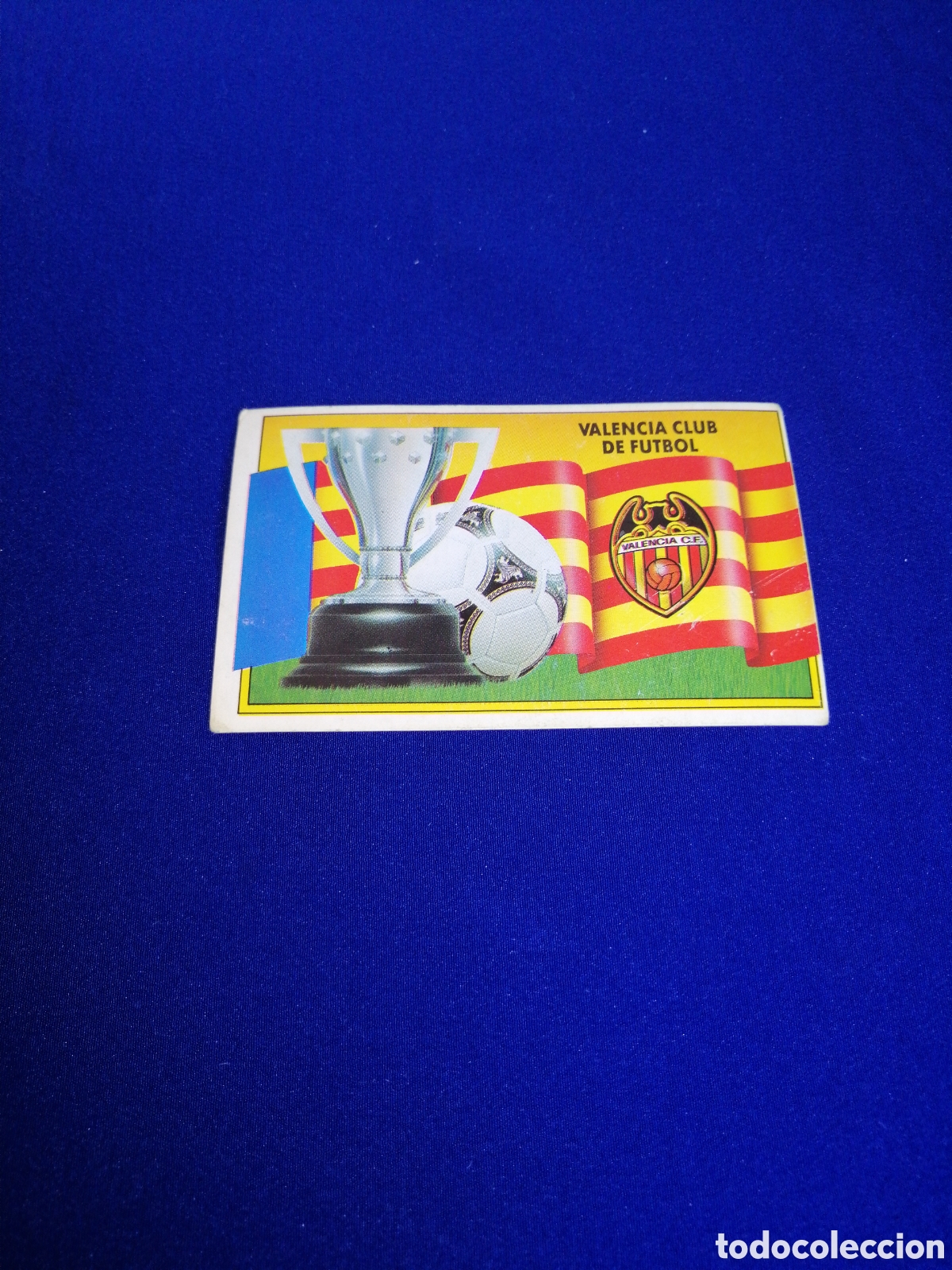 Football Stickers: LIGA 90-91 VALENCIA CLUB DE F&Uacute;TBOL - ESCUDO Y BANDERA