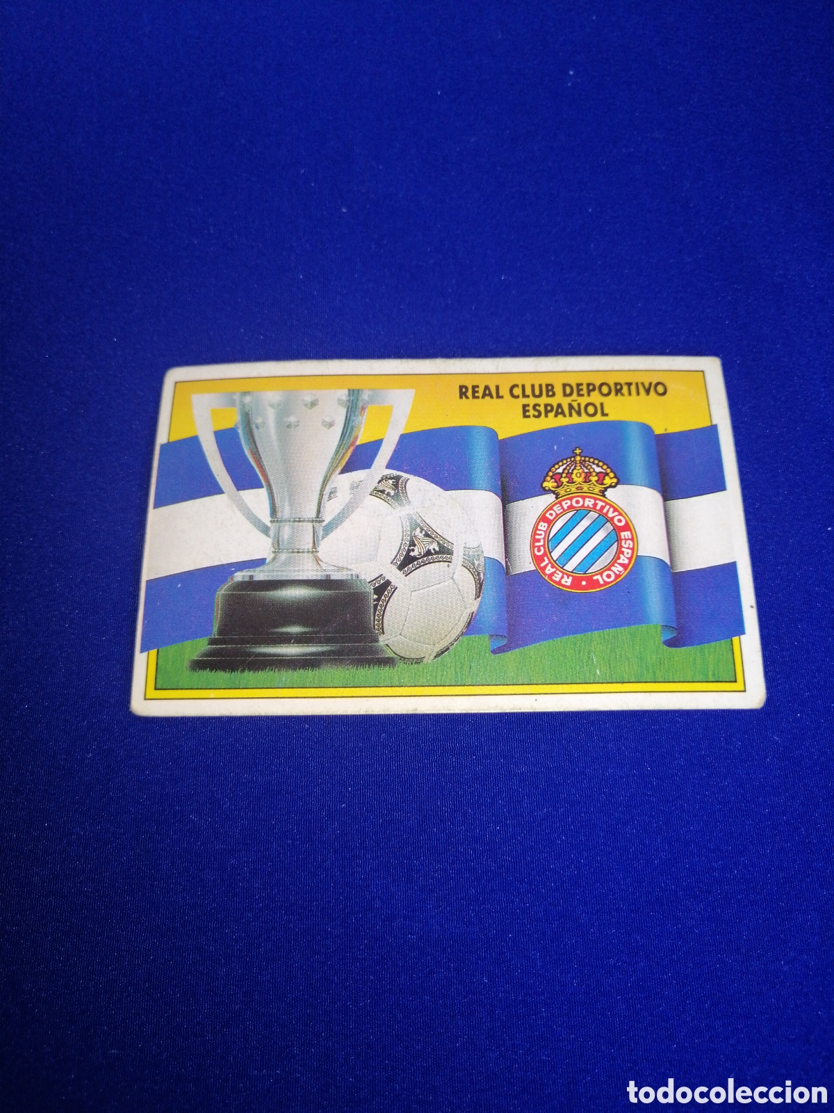 Cromos de F&uacute;tbol: LIGA 90-91 REAL CLUB DEPORTIVO ESPA&Ntilde;OL - ESCUDO Y BANDERA