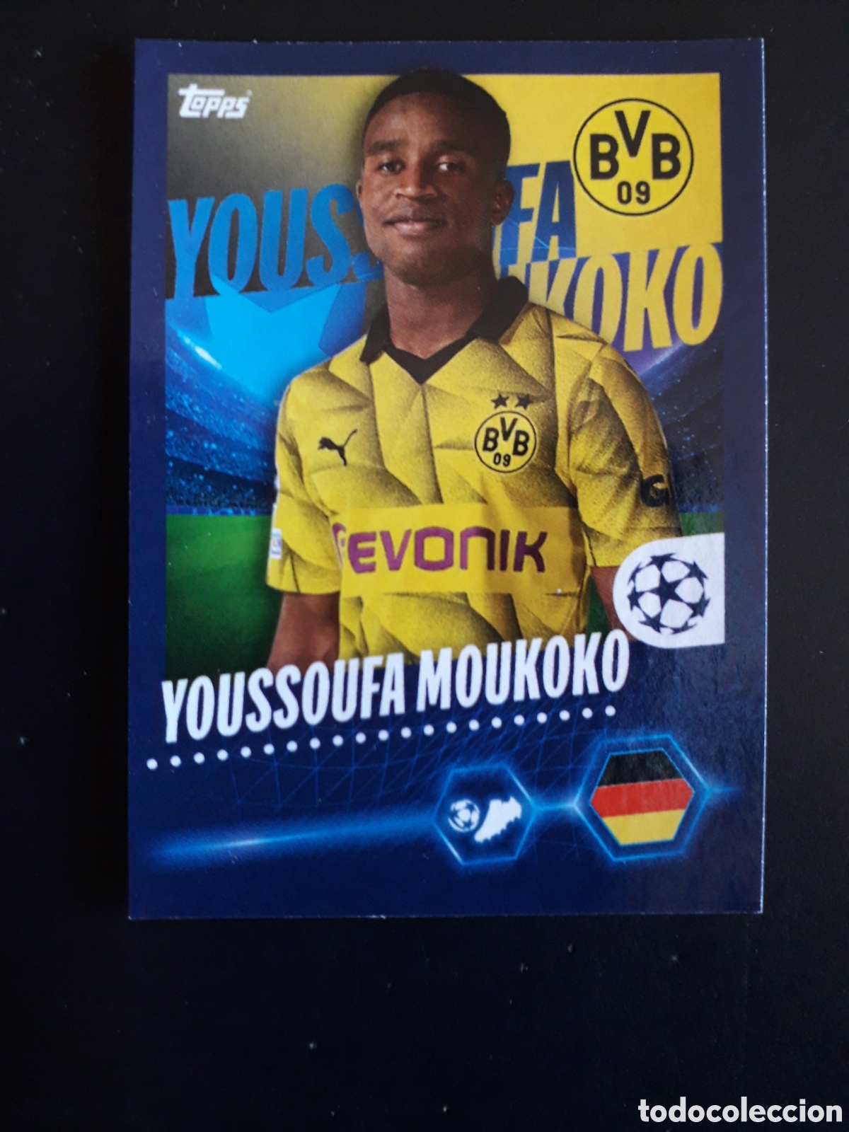 Cromos de F&uacute;tbol: MOUKOKO BORUSSIA DORTMUND N&deg; 99 UEFA CHAMPIONS LEAGUE SEASON TOPPS 23 24 2023 2024 PEDIDO M&Iacute;NIMO 3&euro;.