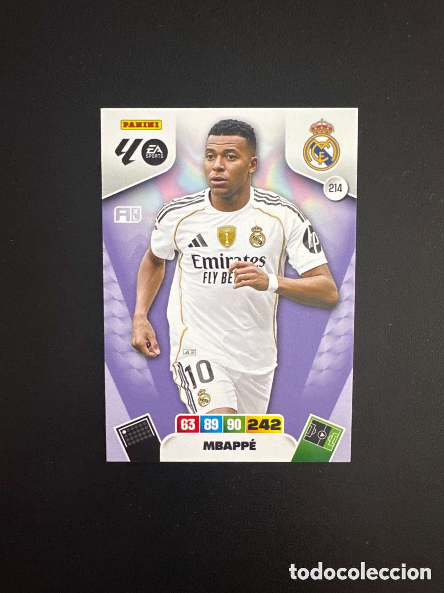 Cromos de F&uacute;tbol: MBAPPE REAL MADRID NUMERO 214 ADRENALYN 2025 2026