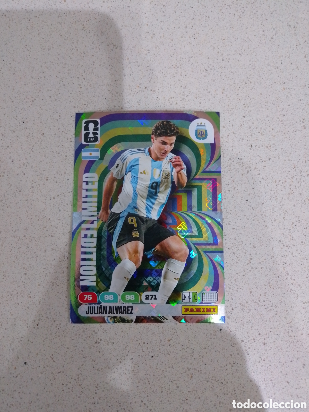 Cromos de F&uacute;tbol: CARTA EDICI&Oacute;N LIMITADA ADRENALYN XL JULI&Aacute;N &Aacute;LVAREZ ARGENTINA. MUNDIAL 2026.
