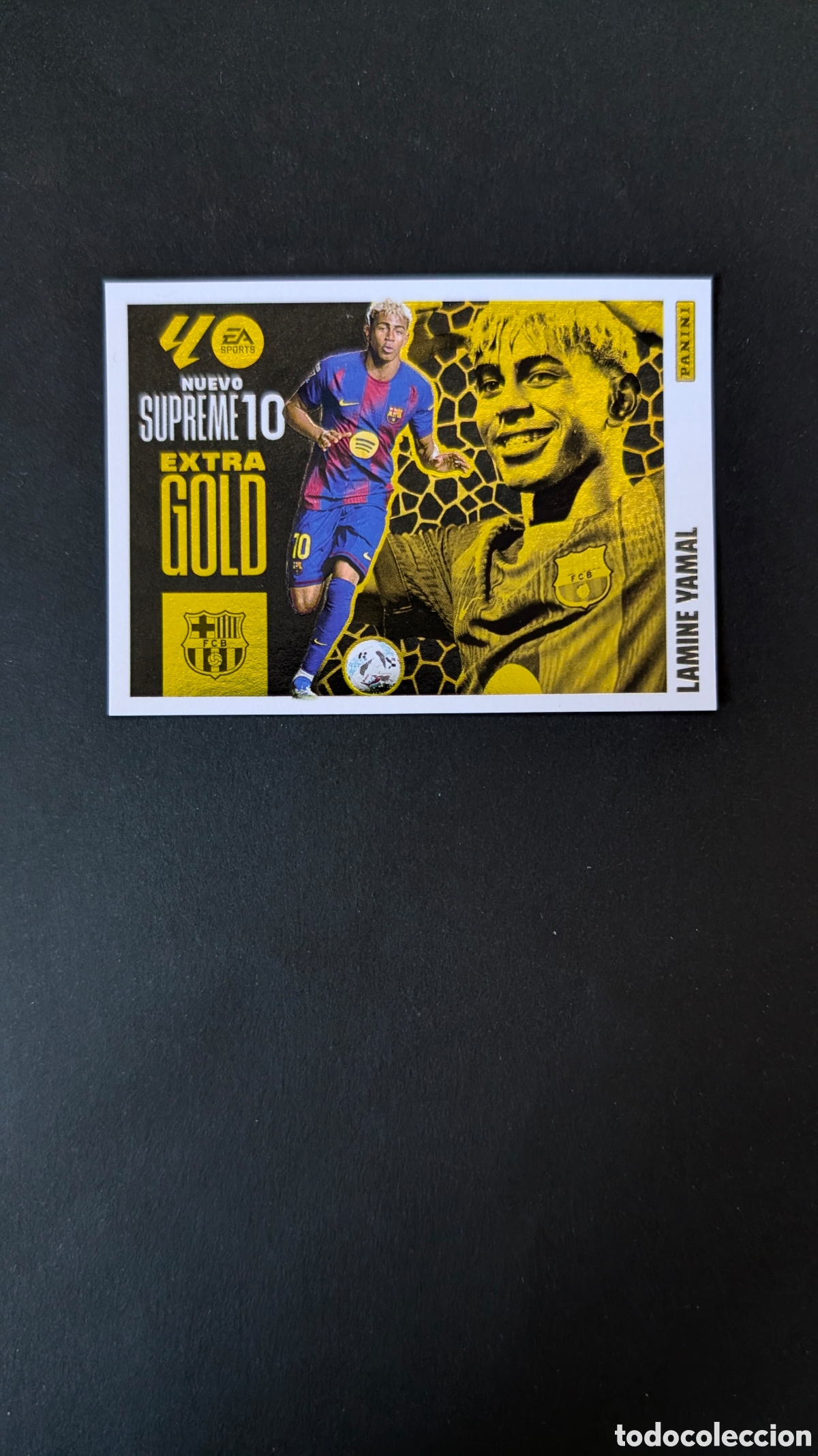 Cromos de F&uacute;tbol: LAMINE YAMAL BARCELONA EXTRA GOLD SUPREME 10 LIGA ESTE 2025/2026 25 26 NUNCA PEGADO