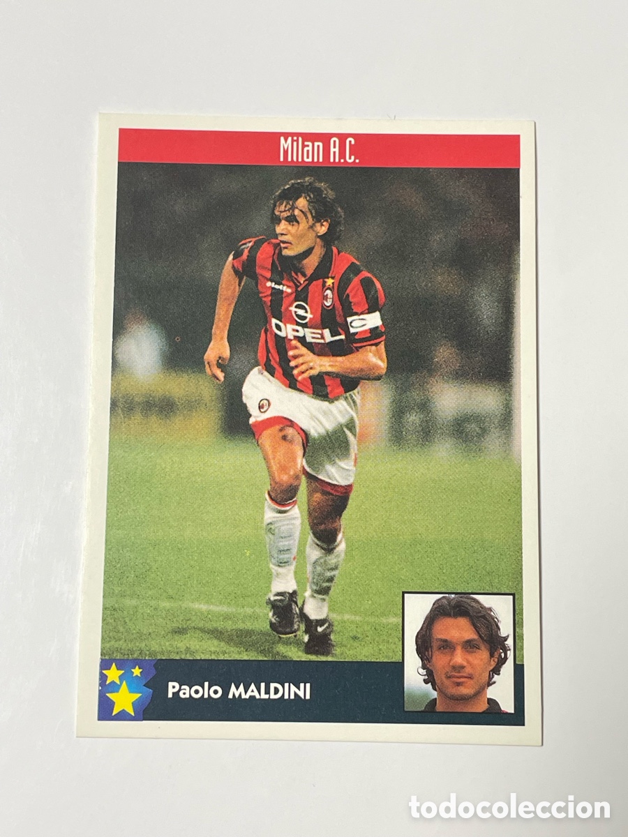 Cromos de F&uacute;tbol: Paolo Maldini AC Milan Panini Los mejores equipos de Europa 1997/98 #158